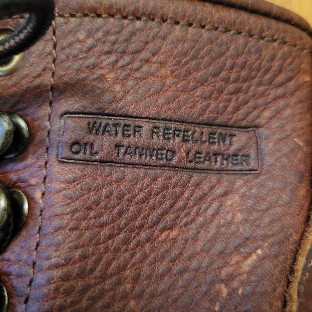 Ad Tec Girls 2 Brown Leather Packer‎ Boots Stacked Heel Water Repellant 4173